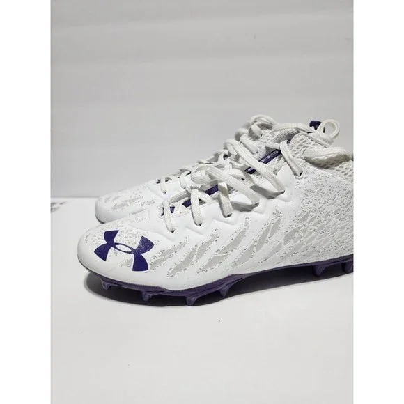 Under Armour Spotlight Football Cleats 4D Foam White Purple 3023963-103 Men 8.5 - Picture 4 of 10